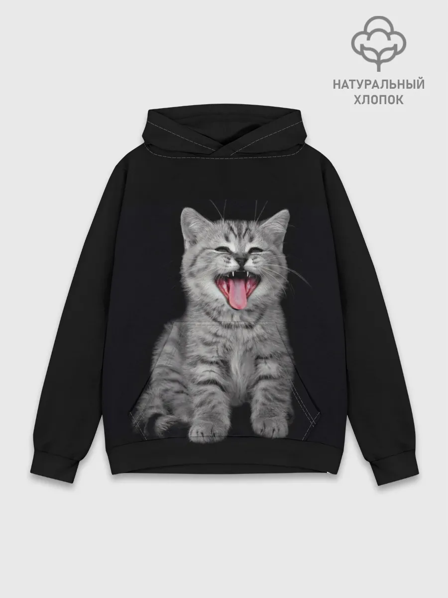 Худи мужской база хлопок / Кричащий кот.