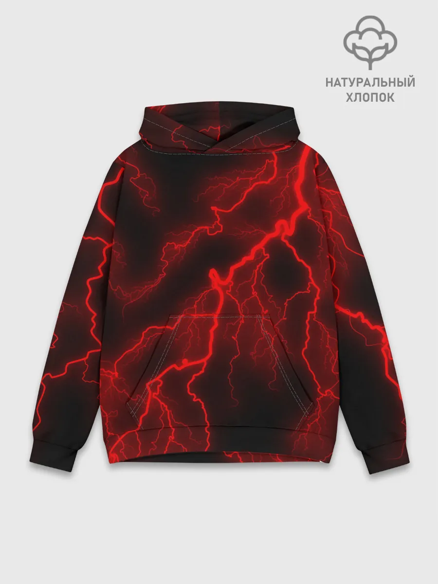 Худи мужской база хлопок / МОЛНИЯ RED NEON