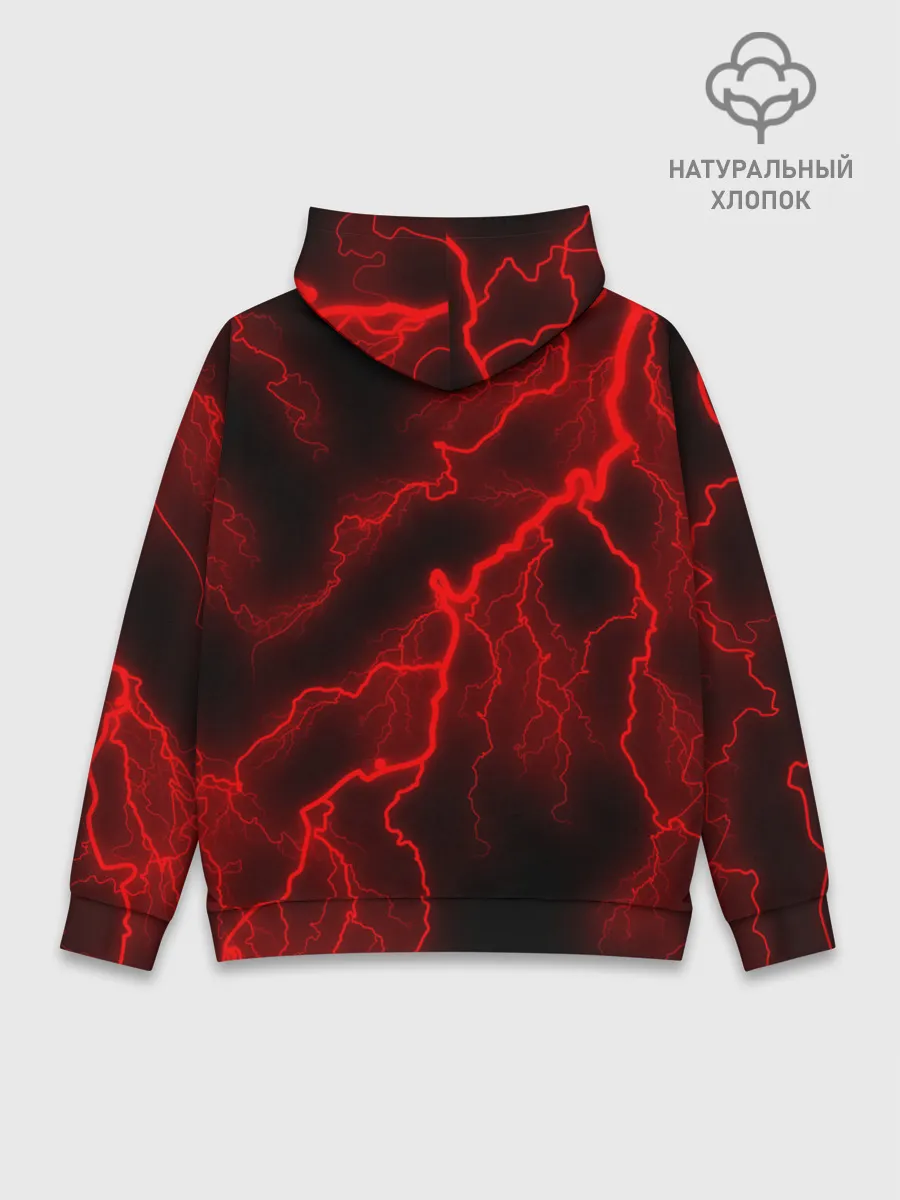 Худи мужской база хлопок / МОЛНИЯ RED NEON