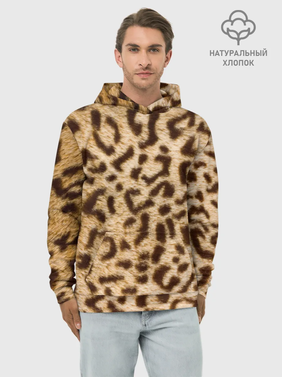 Худи мужской база хлопок / Леопард