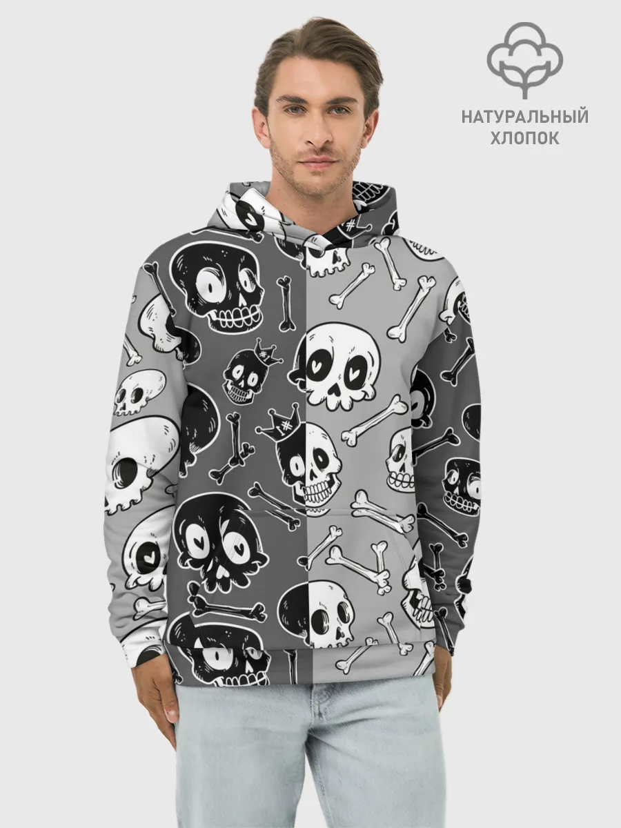 Худи мужской база хлопок / Черепа
