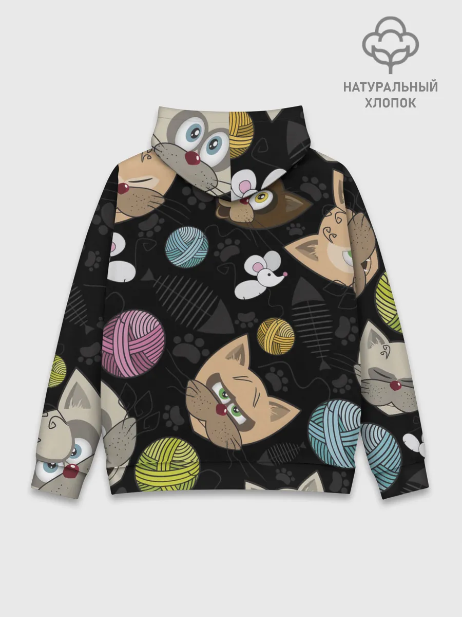 Худи мужской база хлопок / Злой кот.