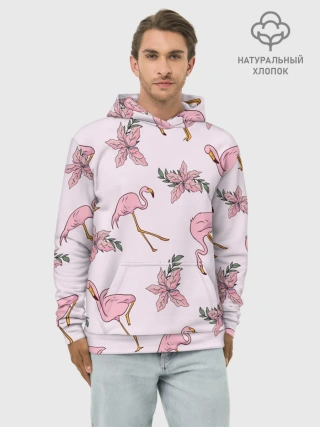 Худи мужской база хлопок / Розовый фламинго