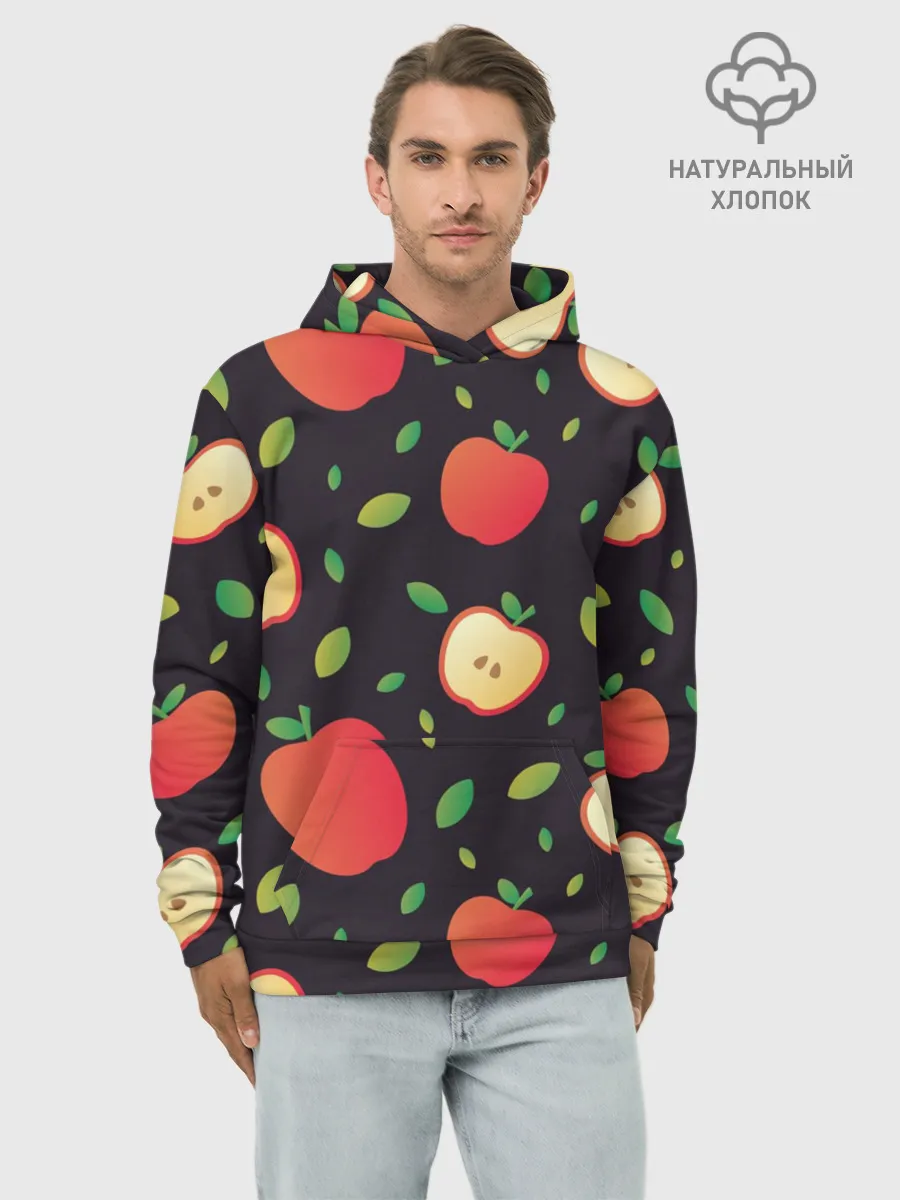 Худи мужской база хлопок / Яблочный узор