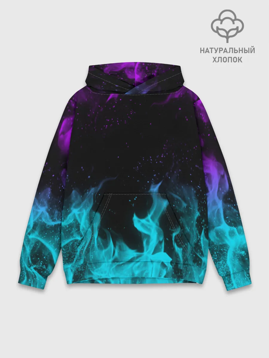 Худи мужской база хлопок / НЕОНОВЫЙ ОГОНЬ | NEON FIRE
