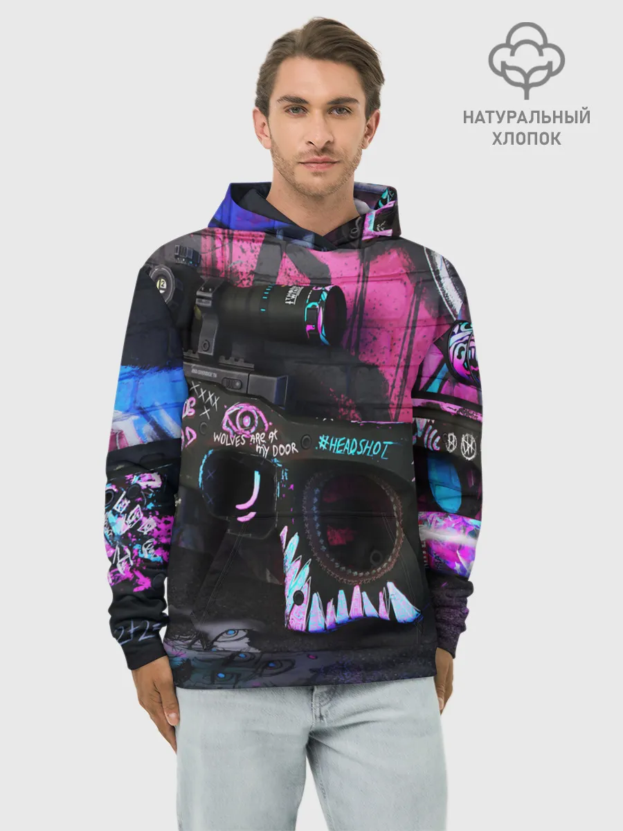 Худи мужской база хлопок / CS GO:НЕОНУАР