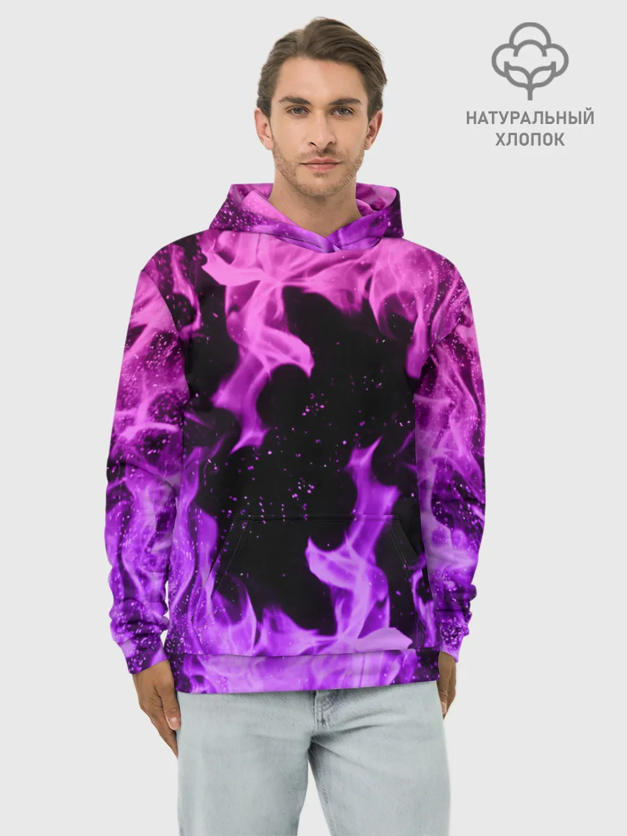 Худи мужской база хлопок / ЦВЕТНОЙ ОГОНЬ | NEON FIRE