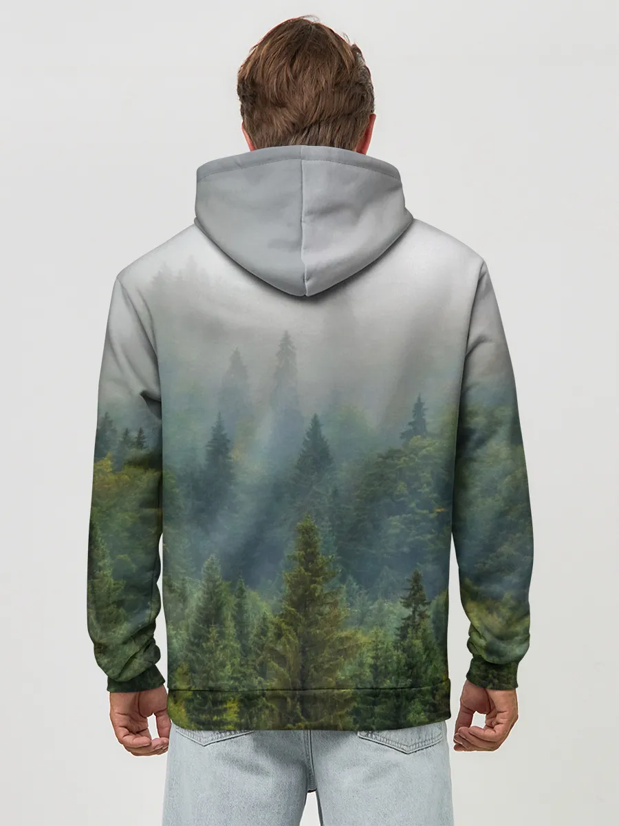 Худи мужской база хлопок / Лес мой храм