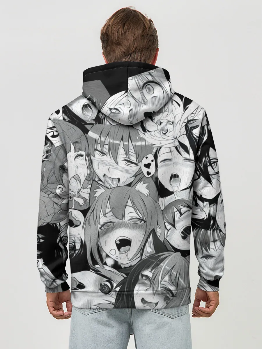 Худи мужской база хлопок / AHEGAO monochrome