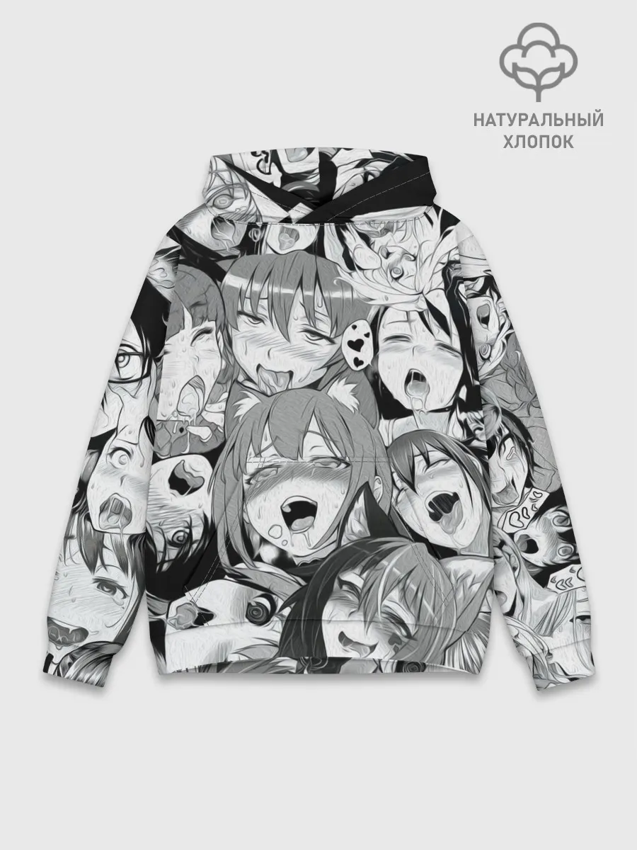 Худи мужской база хлопок / AHEGAO monochrome