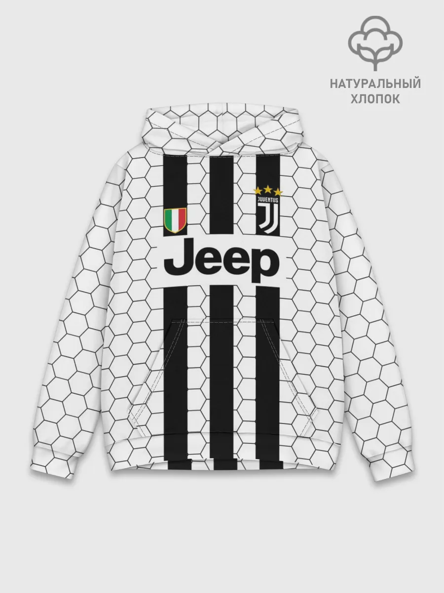 Худи мужской база хлопок / Ювентус в сетку