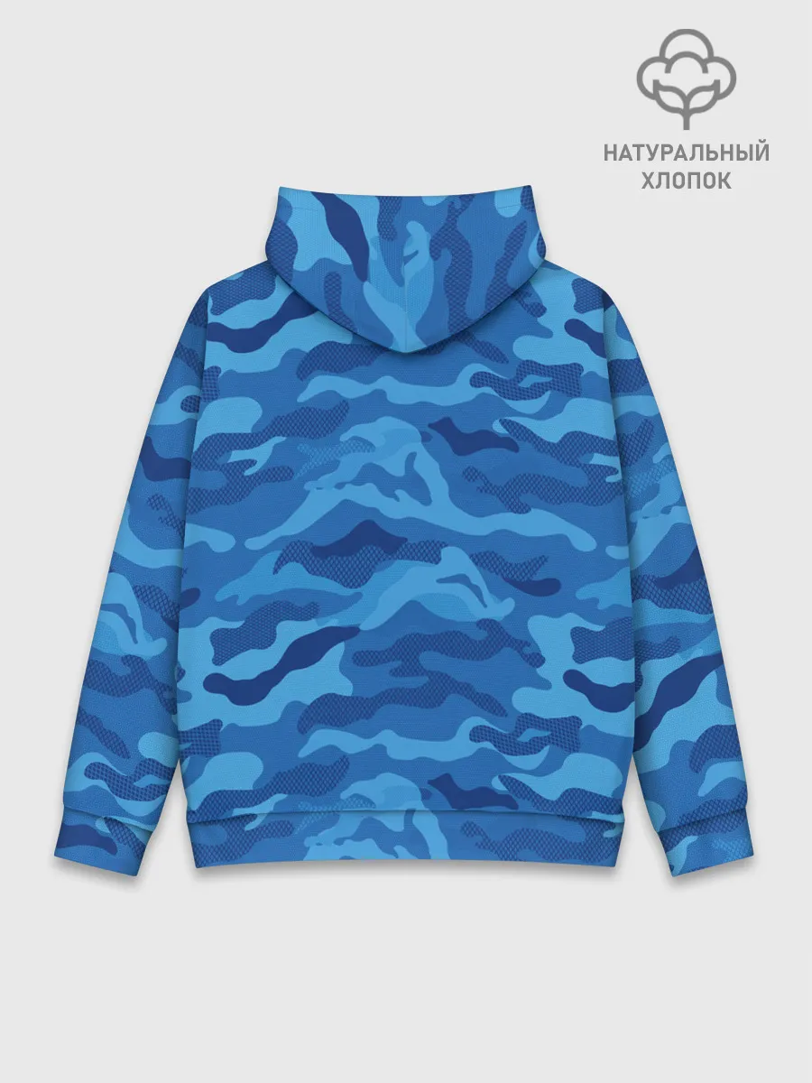 Худи мужской база хлопок / СИНИЙ КАМУФЛЯЖ