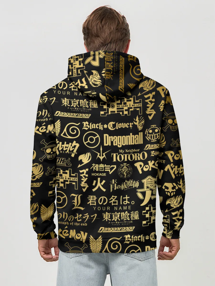 Худи мужской база хлопок / ЛОГОТИПЫ АНИМЕ GOLD