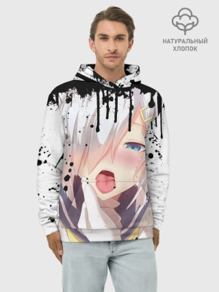 Худи мужской база хлопок / Ахегао лицо в цвете