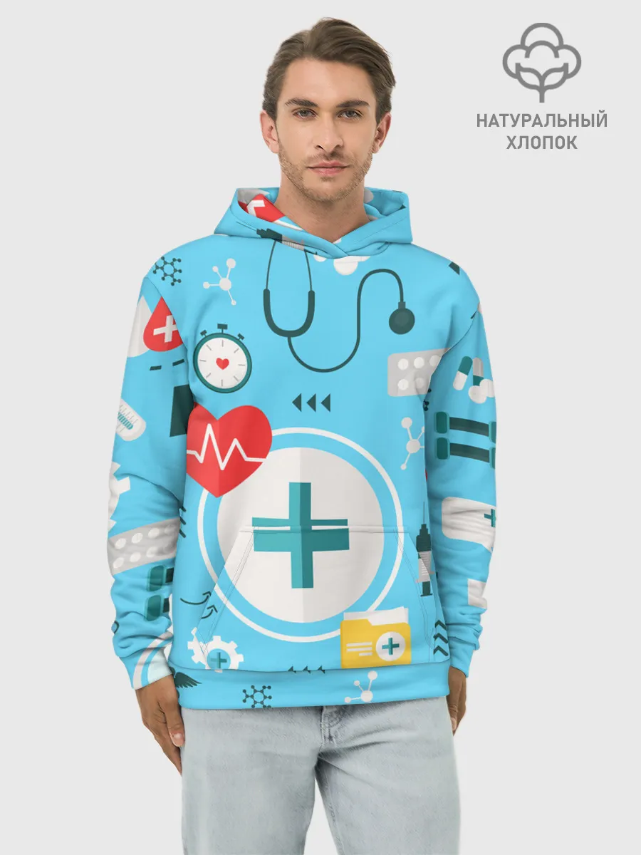 Худи мужской база хлопок / Лучший доктор