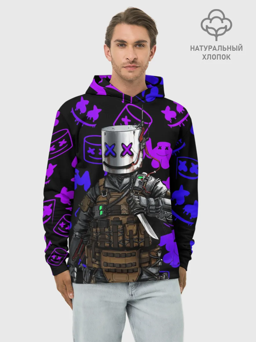 Худи мужской база хлопок / MARSHMELLO FORTNITE