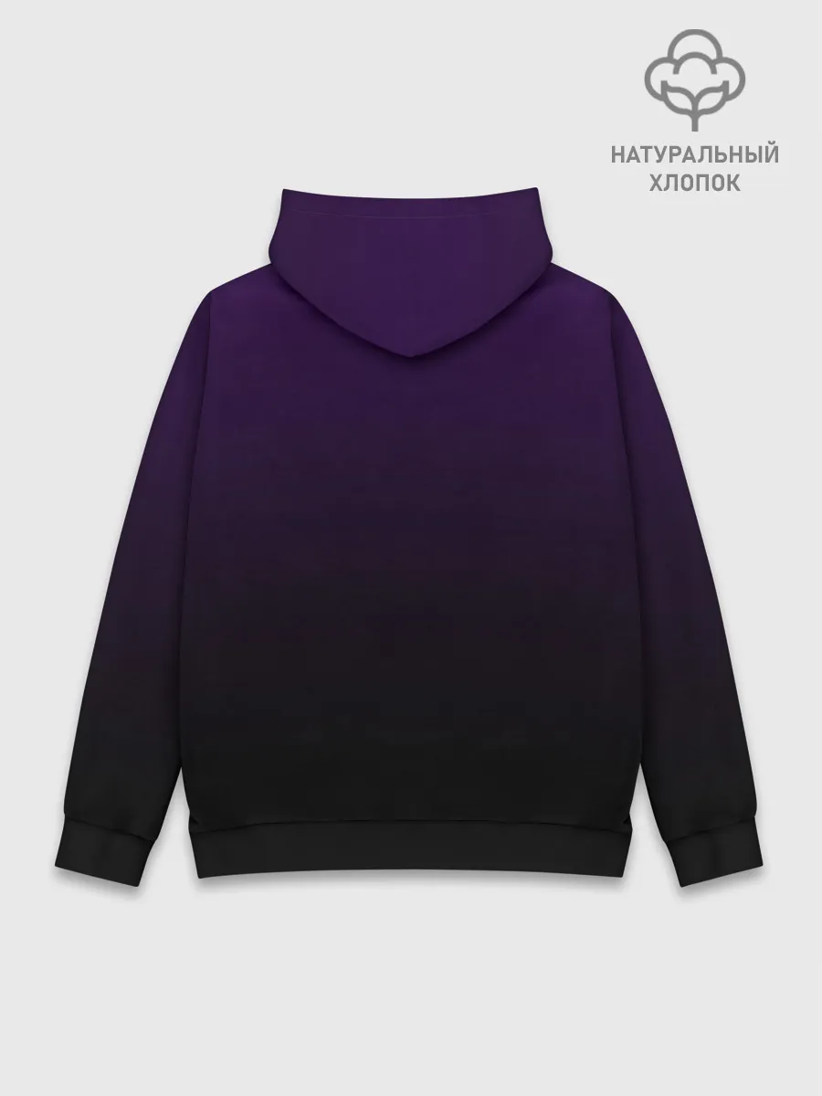 Худи мужской база хлопок / черный кот на фиолетовом фоне