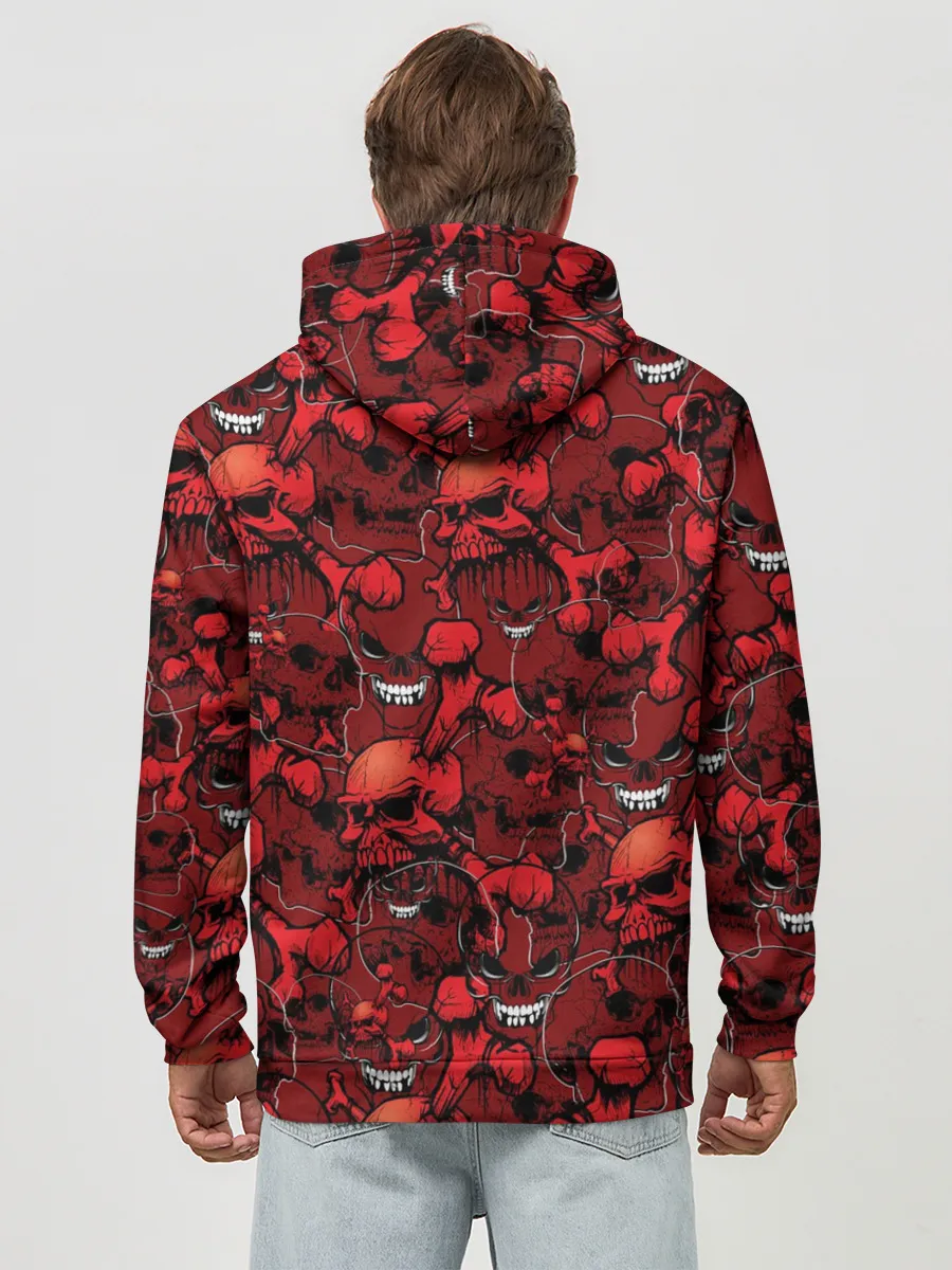 Худи мужской база хлопок / Красный череп