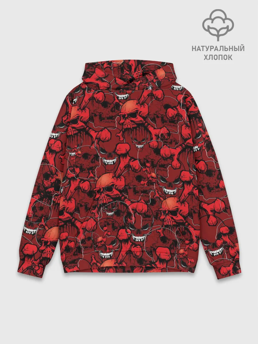 Худи мужской база хлопок / Красный череп