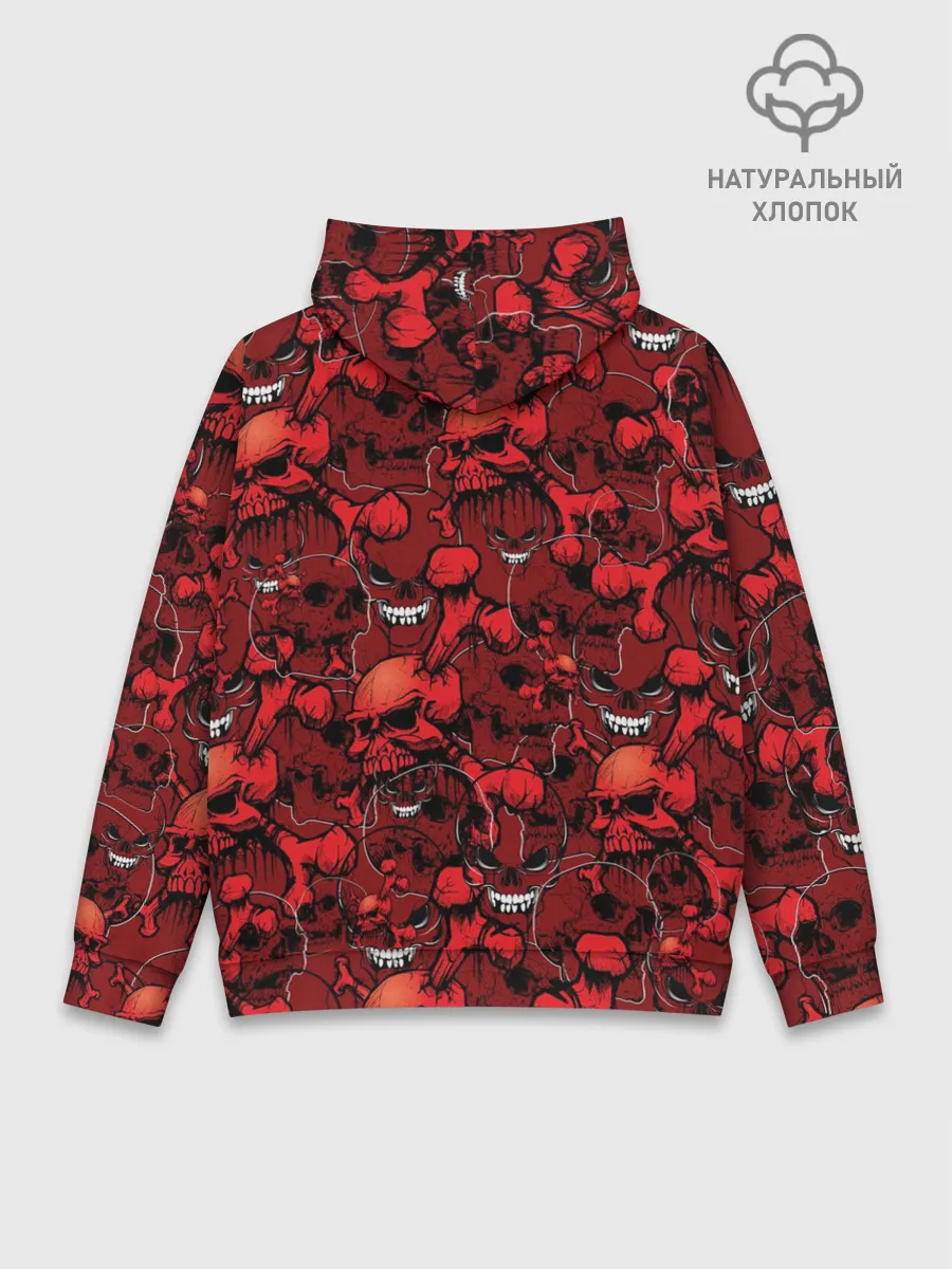 Худи мужской база хлопок / Красный череп