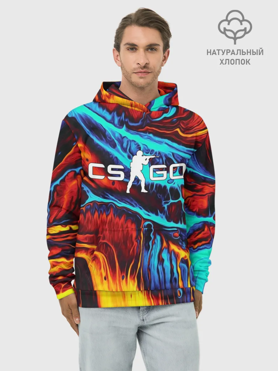 Худи мужской база хлопок / CS GO STRIPES FLAME | КС ГО ПЛАМЯ