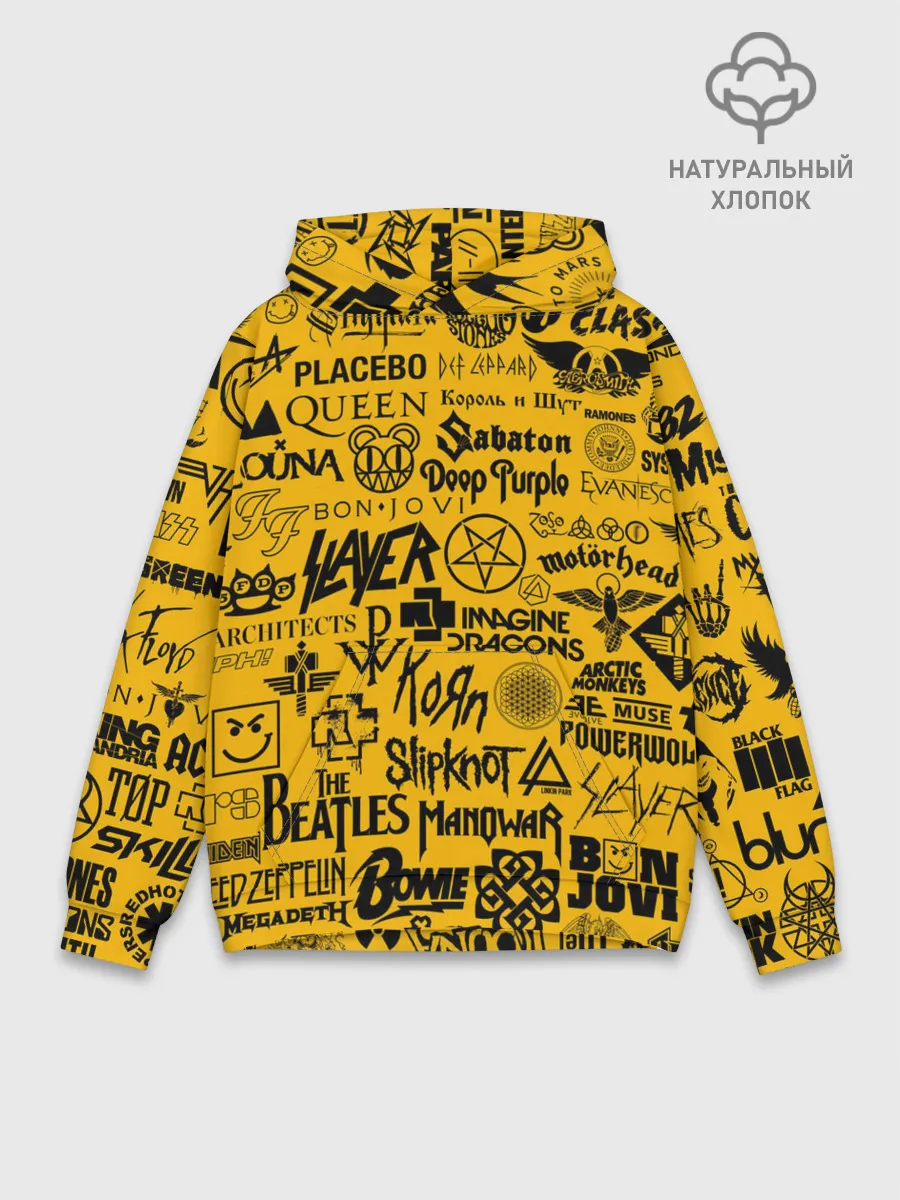 Худи мужской база хлопок / ЛОГОТИПЫ РОК ГРУПП