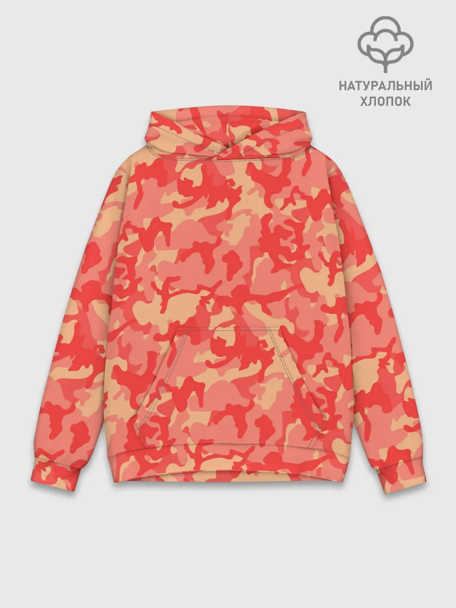 Худи мужской база хлопок / Оранжевый камуфляж