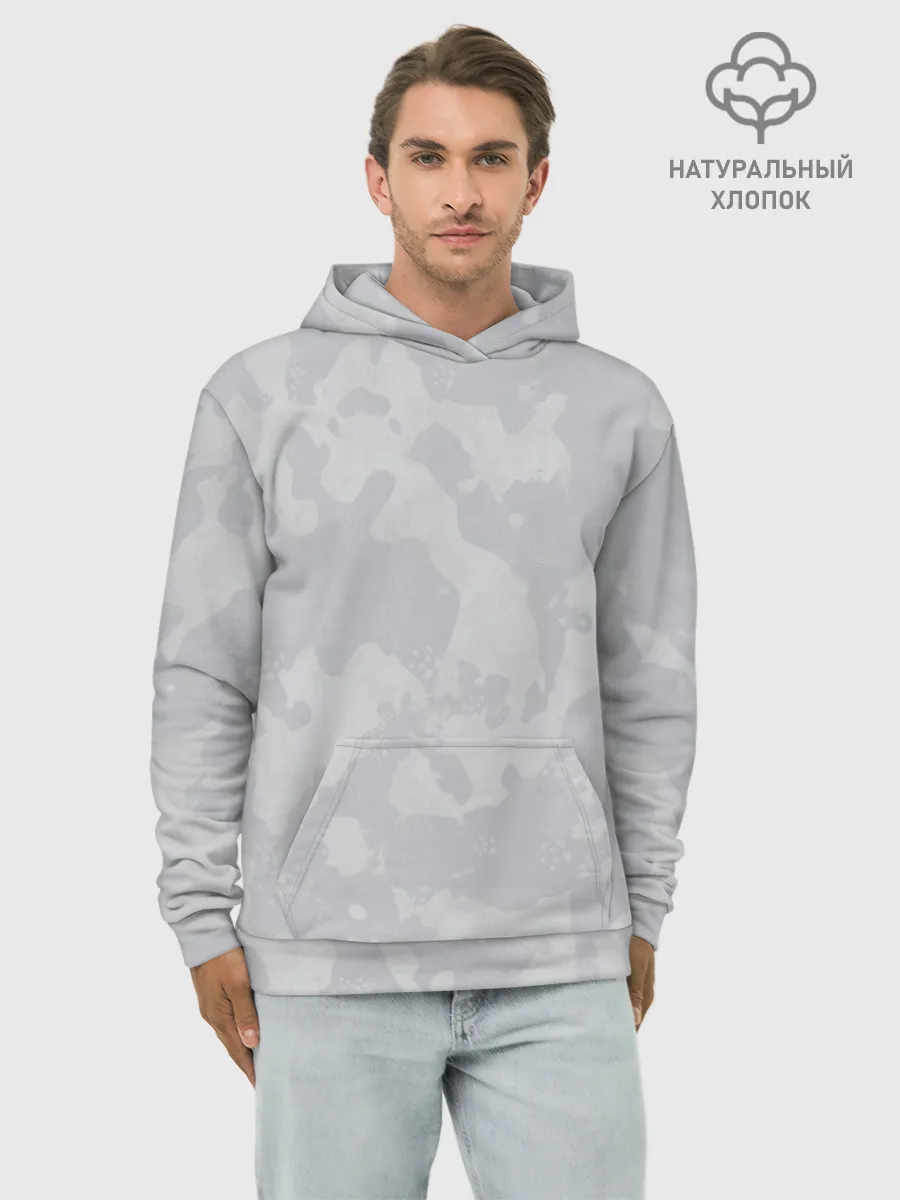 Худи мужской база хлопок / Светло-серая