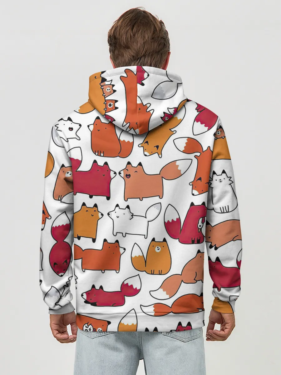 Худи мужской база хлопок / Милые лисы