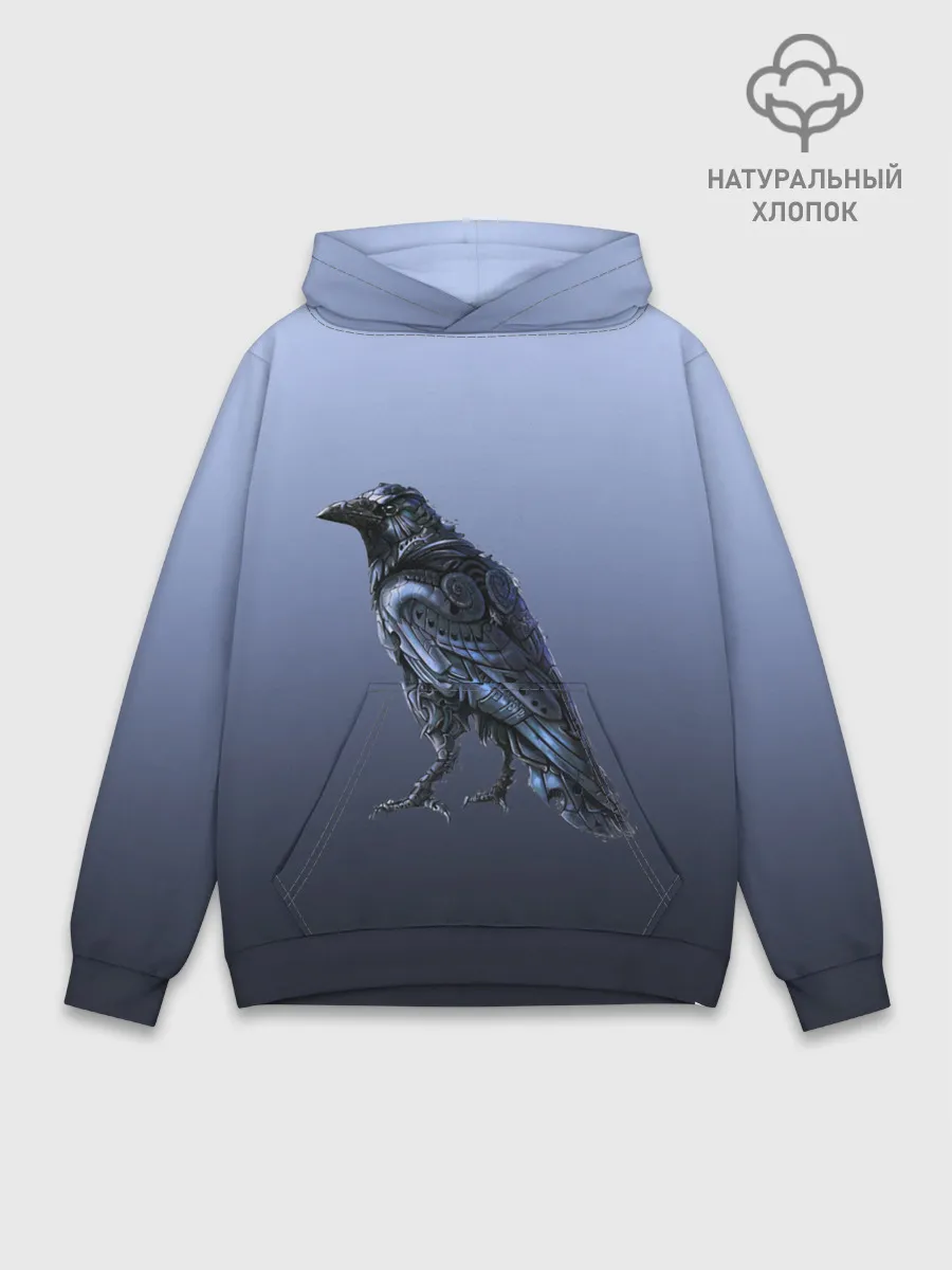 Худи мужской база хлопок / футуристический ворон
