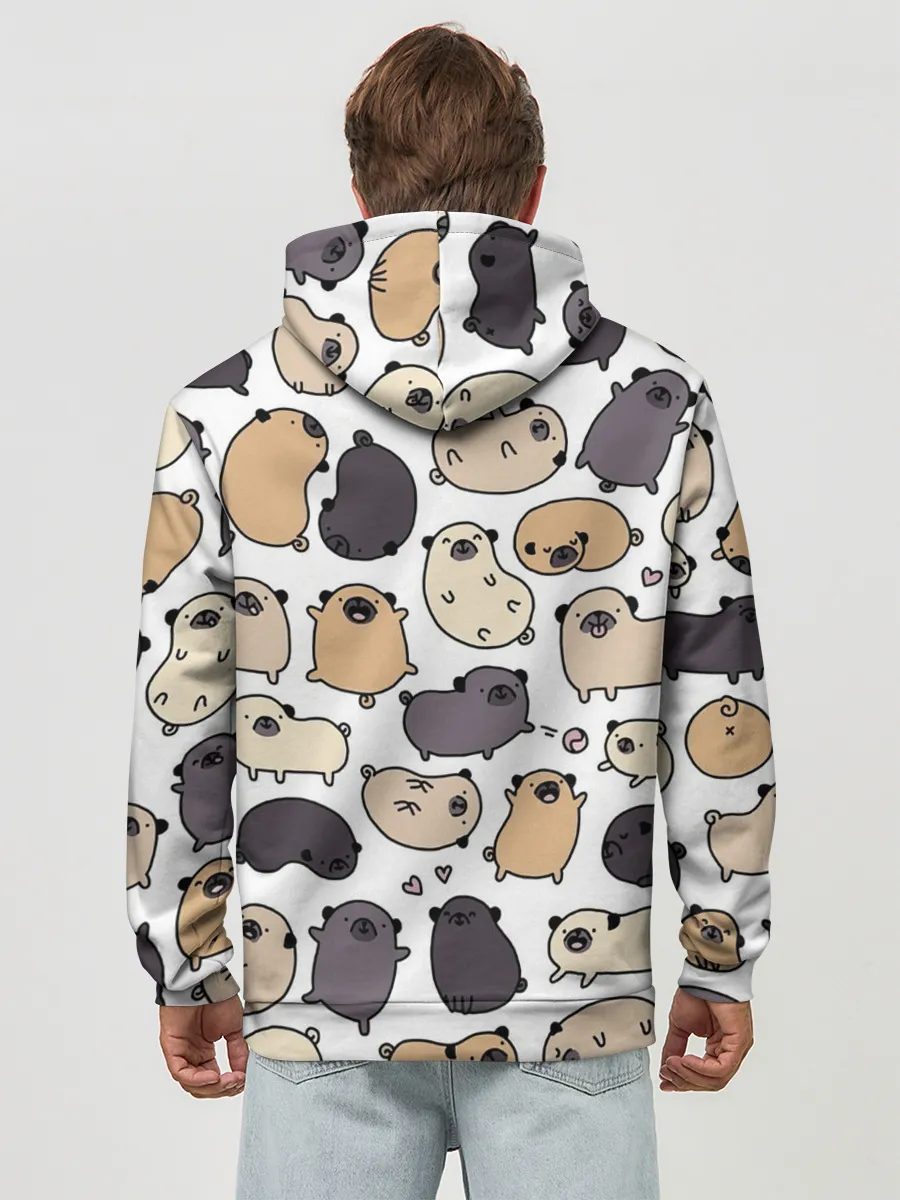 Худи мужской база хлопок / Милые мопсы