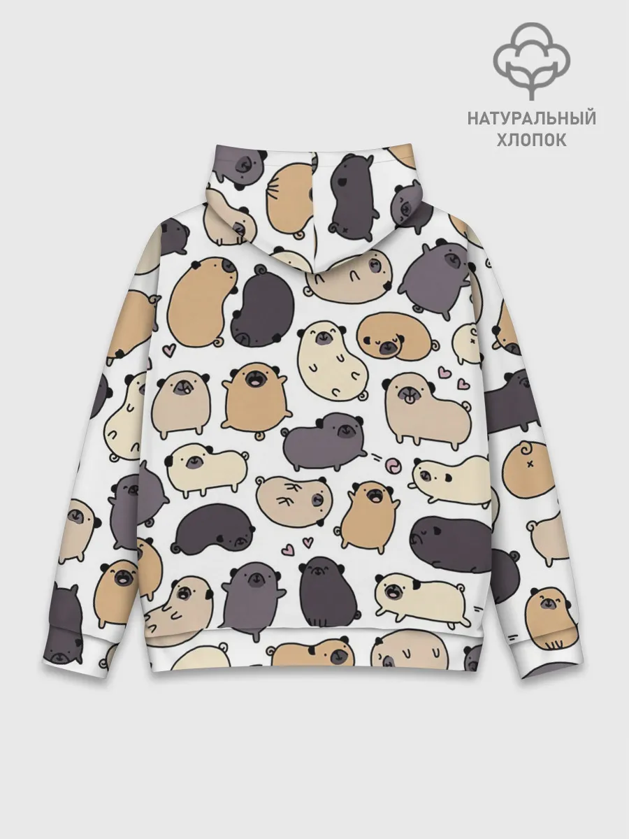 Худи мужской база хлопок / Милые мопсы