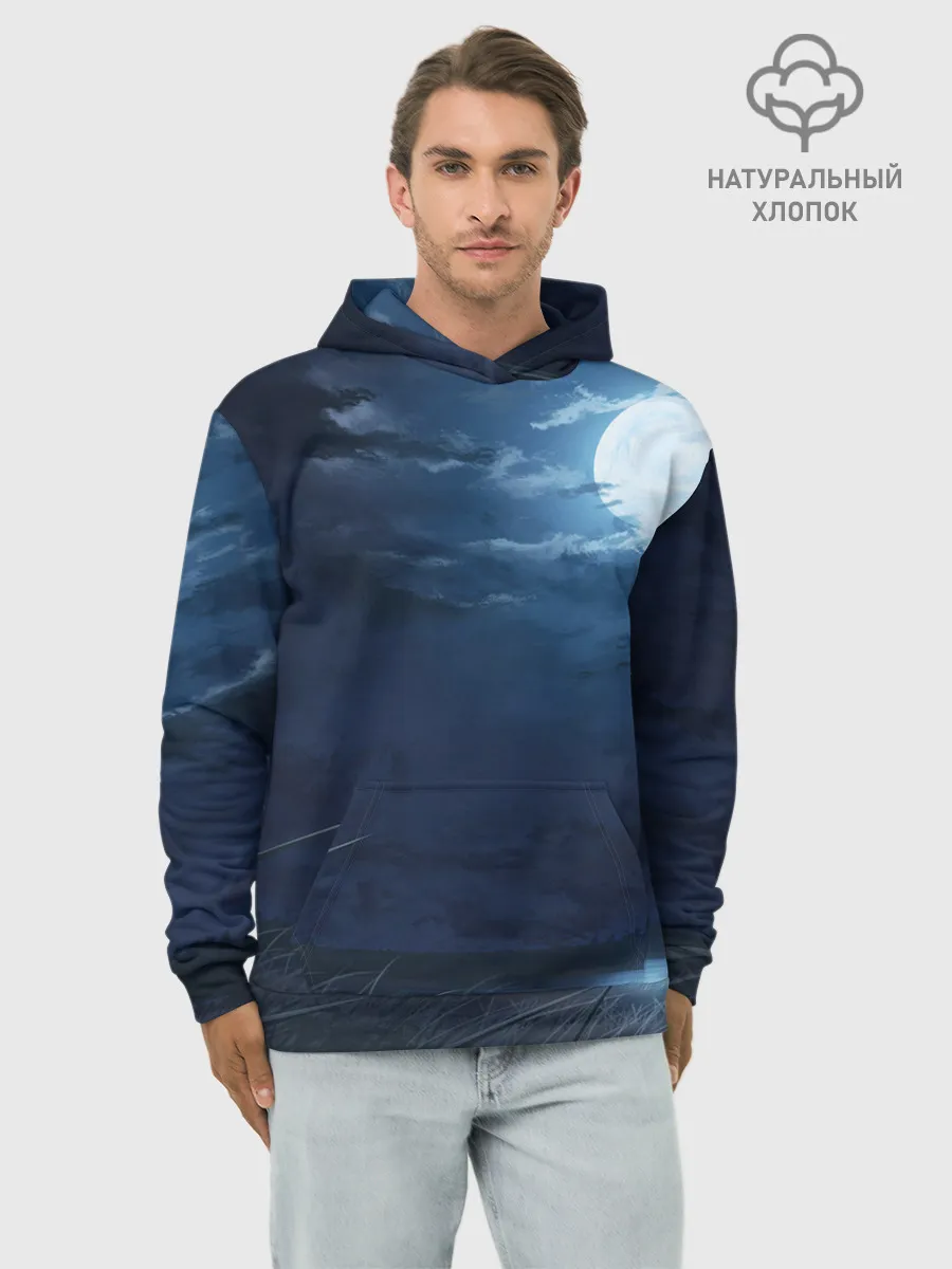 Худи мужской база хлопок / Ночное поле