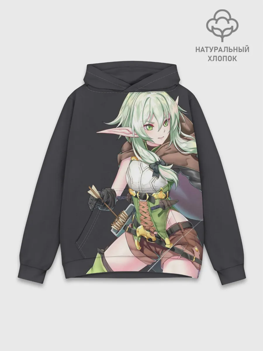 Худи мужской база хлопок / Высшая эльфийка-лучница