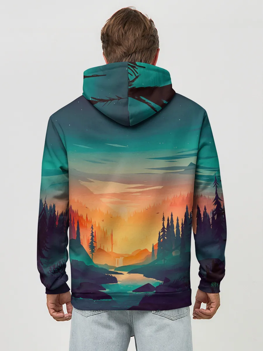 Худи мужской база хлопок / Закат Лес