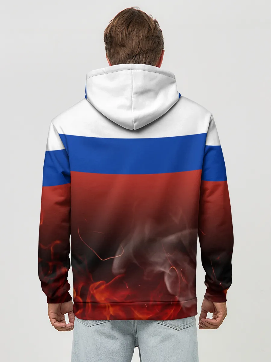 Худи мужской база хлопок / Россия огонь