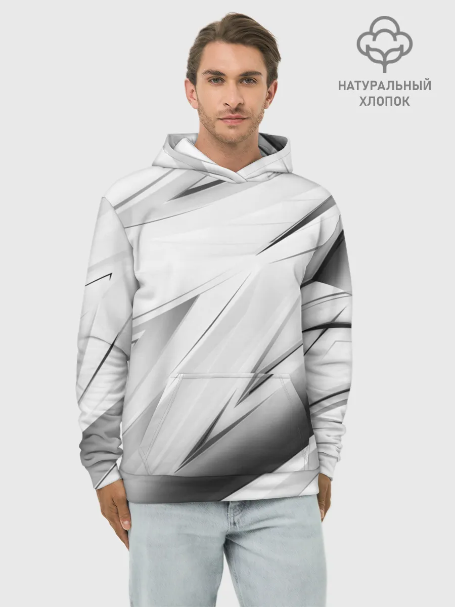 Худи мужской база хлопок / GEOMETRY STRIPES WHITE