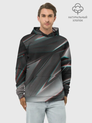Худи мужской база хлопок / GEOMETRY STRIPES GLITCH