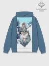 Худи мужской база хлопок / Mononoke голубое небо
