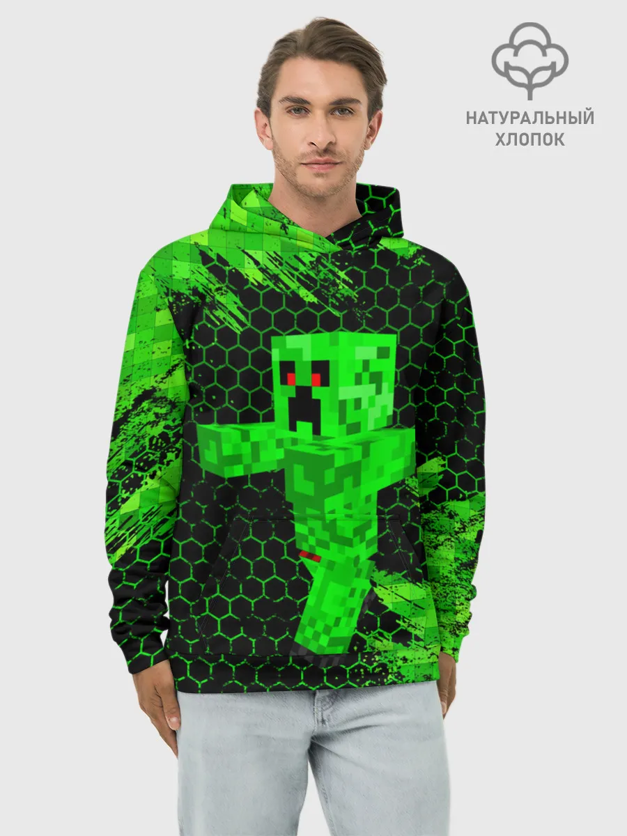 Худи мужской база хлопок / MINECRAFT CREEPER