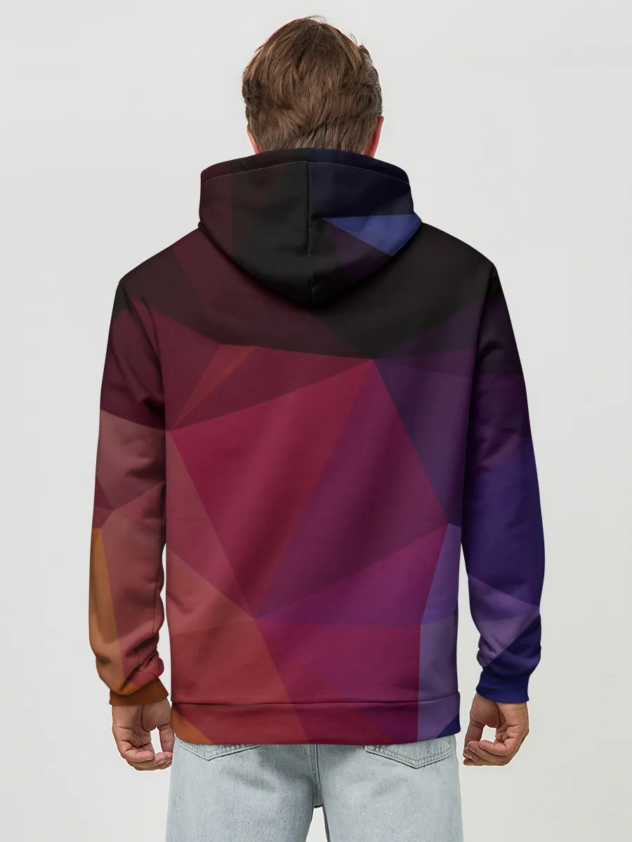 Худи мужской база хлопок / Полигональный фон