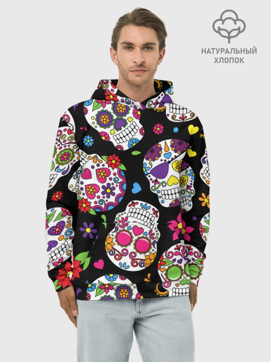 Худи мужской база хлопок / Шальные черепа