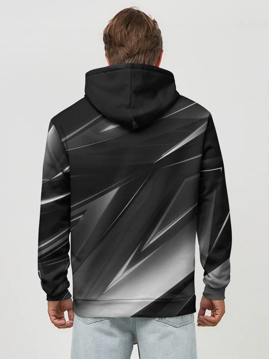 Худи мужской база хлопок / GEOMETRY STRIPES BLACK & WHITE