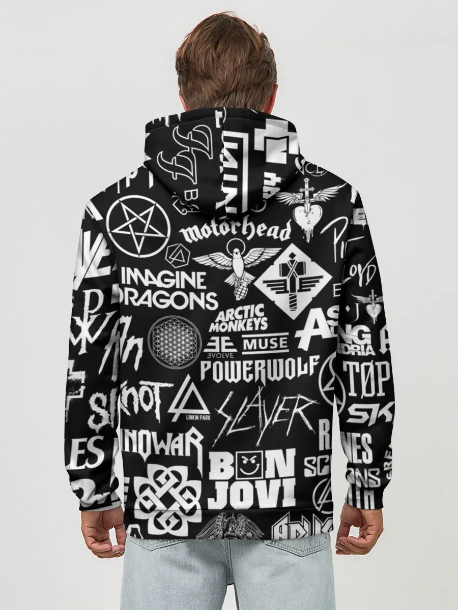 Худи мужской база хлопок / ЛОГОТИПЫ РОК ГРУПП