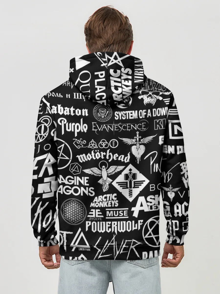 Худи мужской база хлопок / ЛОГОТИПЫ РОК ГРУПП