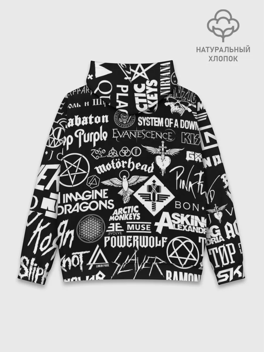 Худи мужской база хлопок / ЛОГОТИПЫ РОК ГРУПП