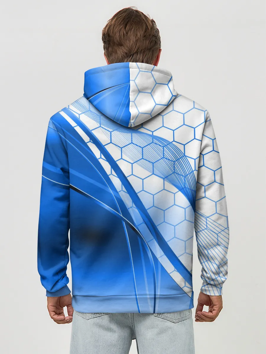 Худи мужской база хлопок / ABSTRACT BLUE