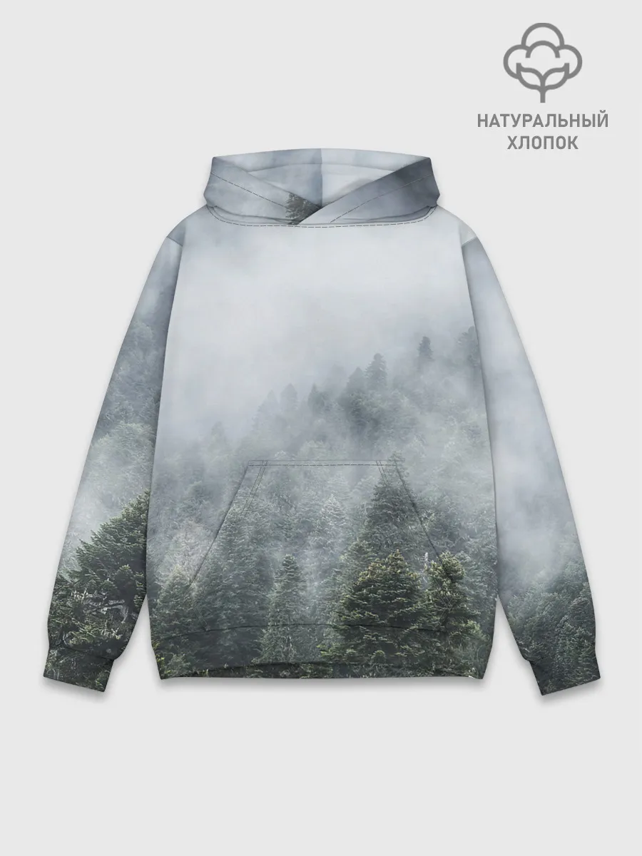 Худи мужской база хлопок / Туманный лес