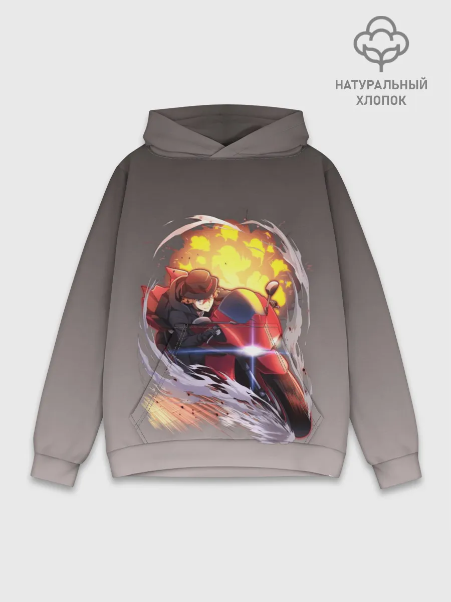 Худи мужской база хлопок / Чуя Накахара на мотоцикле взрыв
