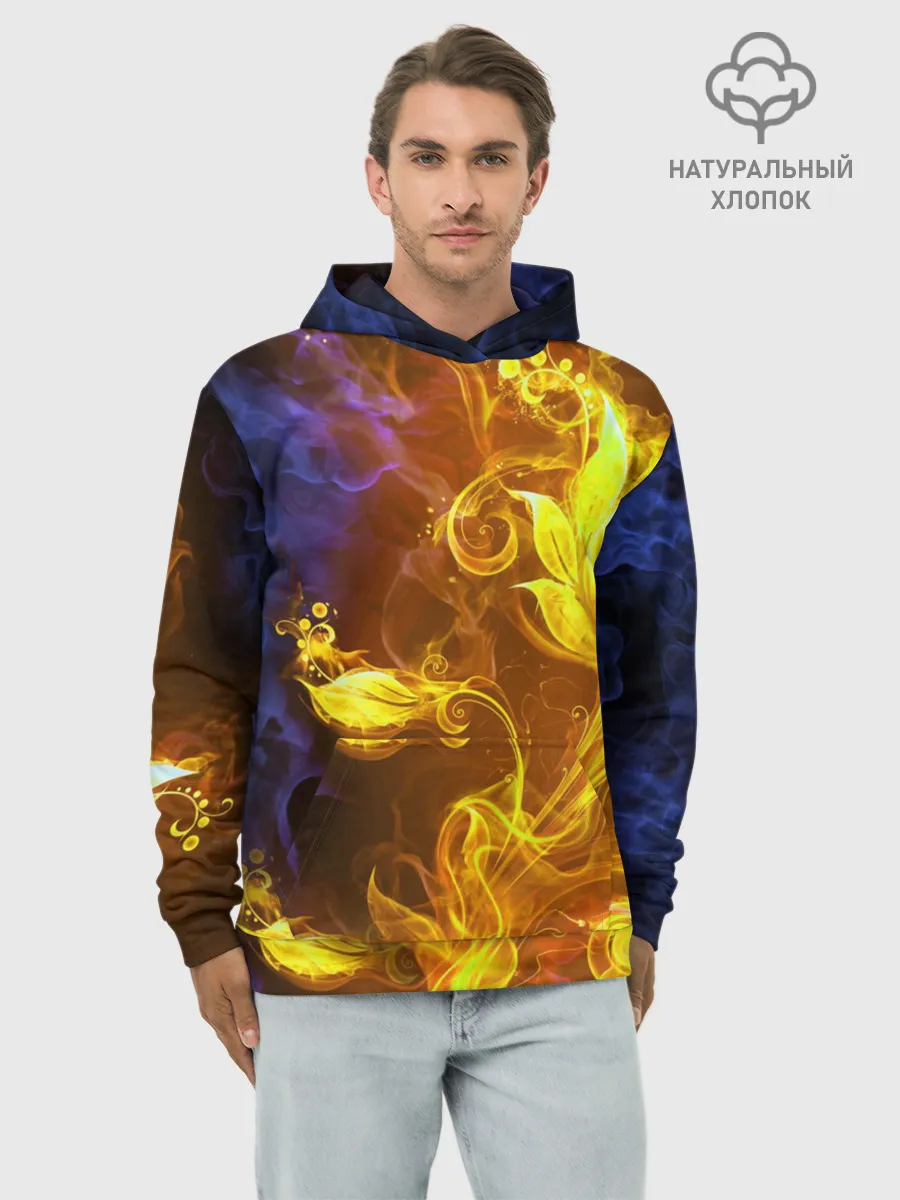 Худи мужской база хлопок / Огненный цветок